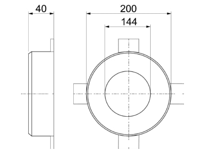 Dimensional drawing 3 OBO TCX 140 Fire sleeve for pipe