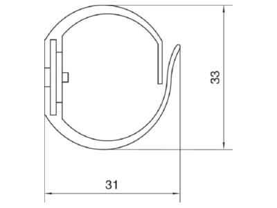 Dimensional drawing Tehalit M 5692 Slotted cable trunking system 31x33mm