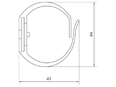 Dimensional drawing Tehalit M 5693 Slotted cable trunking system 45x43mm