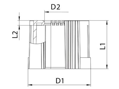 Dimensional drawing 2 OBO 129 TB M25 End spout for tube 25mm