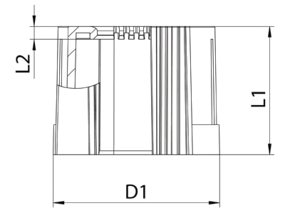 Dimensional drawing 1 OBO 129 TB M25 SW End spout for tube 25mm
