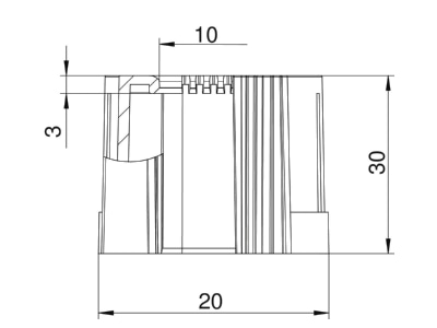 Dimensional drawing 1 OBO 129 TB M16 End spout for tube 16mm
