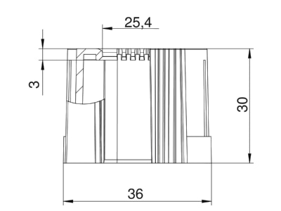 Dimensional drawing 2 OBO 129 TB M32 End spout for tube 32mm
