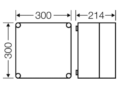 Mazeichnung Hensel Mi 0210 Leergehaeuse 275x275x191mm