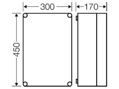 Dimensional drawing Hensel Mi 0300 Distribution cabinet  empty  450x300mm