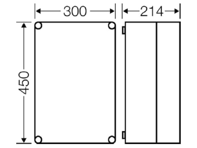 Dimensional drawing Hensel Mi 0310 Distribution cabinet  empty  450x300mm