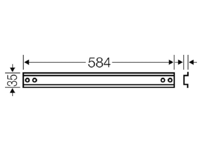 Dimensional drawing Hensel Mi TS 60 DIN rail  top hat rail  35 15 mm 584mm