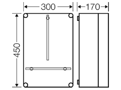Dimensional drawing Hensel Mi 2300 Empty meter cabinet IP65 450x300mm
