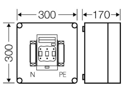 Mazeichnung Hensel Mi 5250 Sicherungsgehaeuse 1xNH00 3p  125A PE N