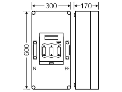 Mazeichnung Hensel Mi 5451 Sicherungsgehaeuse 1xNH1 3p  250A PE N