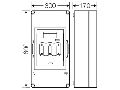 Mazeichnung Hensel Mi 5452 Sicherungsgehaeuse 1xNH2 3p  400A PE N