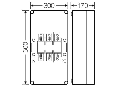 Mazeichnung Hensel Mi 4451 Sicherungsgehaeuse 1xNH1 3p  250A PE N