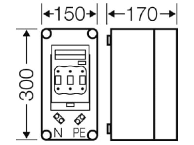 Mazeichnung Hensel Mi 5150 Sicherungsgehaeuse 1xNH00 3p  160A PE N