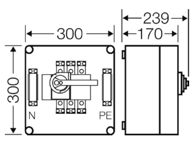 Mazeichnung Hensel Mi 7256 Lastschaltergehaeuse 160A 3p  PE N