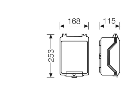 Mazeichnung Hensel KG 9002 Leergehaeuse 168x253x115mm