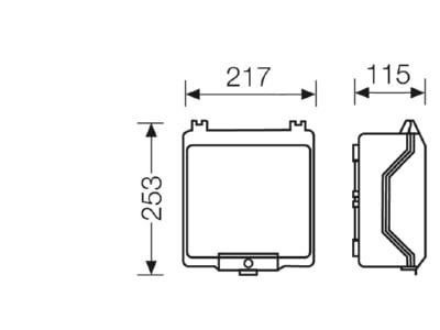 Mazeichnung Hensel KG 9003 Leergehaeuse 217x253x115mm