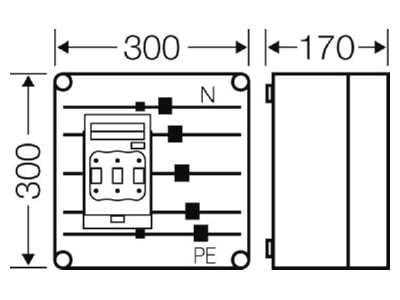 Mazeichnung Hensel Mi 6226 Sicherungsgehaeuse 1x3xNH00 250A 5p 