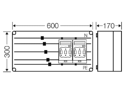 Mazeichnung Hensel Mi 6426 Sicherungsgehaeuse 2x3xNH00 250A 5p