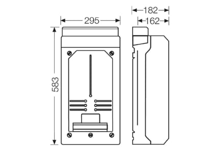 Mazeichnung Hensel KV 9339 Leergehaeuse 295x583x182mm