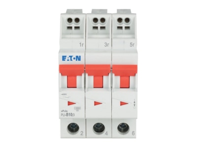 Produktbild Vorderseite Eaton PLI B10 3 Leitungsschutzschalter B 10A  3p Steckkl 