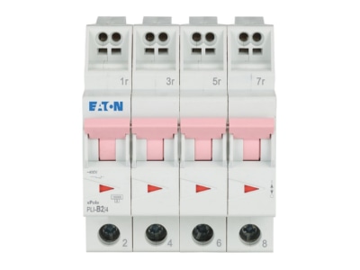 Produktbild Vorderseite Eaton PLI B2 4 Leitungsschutzschalter B 2A  4p Steckkl 