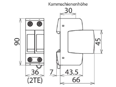 Mazeichnung 2 Dehn DG M TT 2P 275 UeS Ableiter DEHNguard