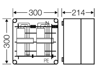 Mazeichnung Hensel Mi 6203 Sammelschienengehaeuse 2x3pol  250A