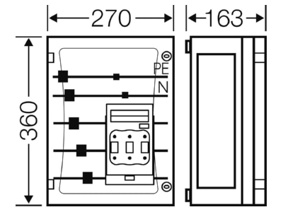 Mazeichnung Hensel FP 3226 Sammelschienengehaeuse 1x3xNH00C 250A 5p 