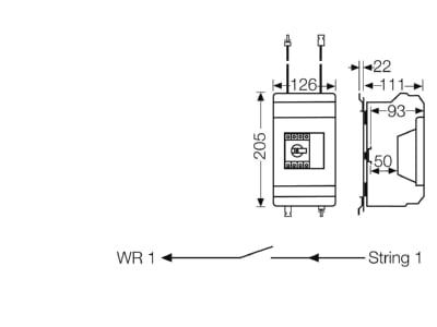 Mazeichnung Hensel KV PV 2211 DC Generatortfreischalter