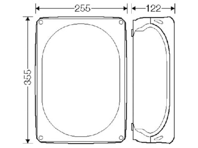 Dimensional drawing Hensel KF 5050 B Surface mounted box 355x255mm