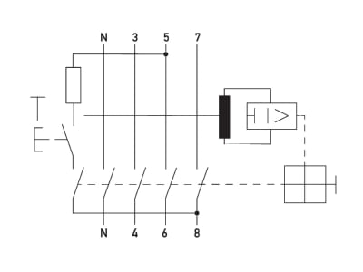 Circuit diagram Doepke DFS4 040 4 0 03A 500 Residual current breaker 4 p
