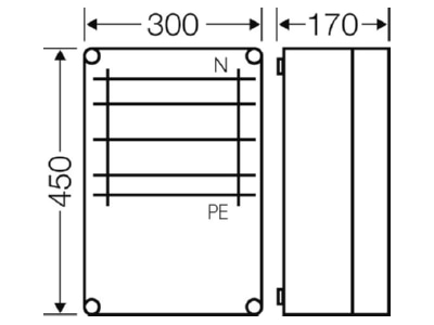 Mazeichnung Hensel Mi 6356 Sammelschienengehaeuse 630A 300x450x170mm