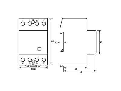 Dimensional drawing Doepke HS 3 230AC 40 31 Installation contactor 230VAC 3 NO  1 NC