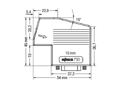 Mazeichnung WAGO 750 961 INTERBUS Stecker D Sub  In