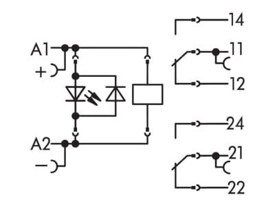 Schaltbild WAGO 788 312 Stecksockel m Relais 2W 24VDC 2x8A