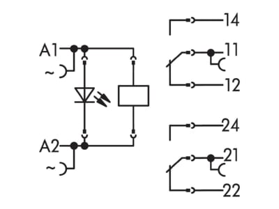Schaltbild WAGO 788 512 Stecksockel m Relais 2W 24VAC 16A
