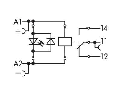 Circuit diagram WAGO 788 404 Switching relay DC 24V 16A
