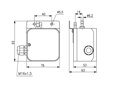 Mazeichnung Alre it JDL 112 Differenzdruckschalter 40 600Pa max 30KPa