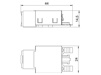 Mazeichnung 2 OBO ASM C5 G Anschlussmodul Kat 5 geschirmt