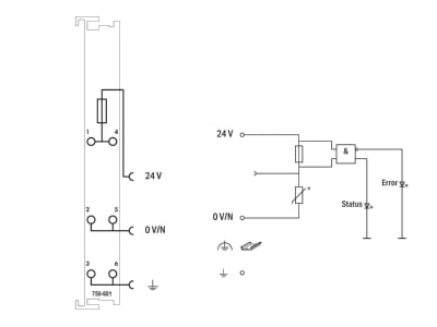 Circuit diagram WAGO 750 601 Fieldbus power supply segment module