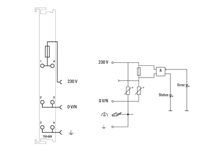 Circuit diagram WAGO 750 609 Fieldbus power supply segment module