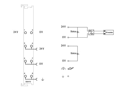 Circuit diagram WAGO 750 613 Fieldbus power supply segment module