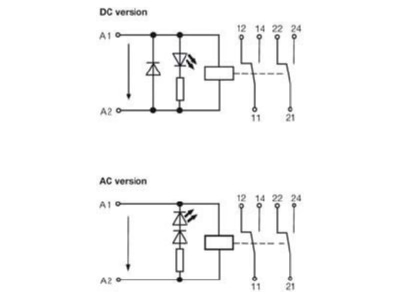 Circuit diagram Weidmueller RCLKIT 24VDC2COLEDGN Switching relay DC 24V