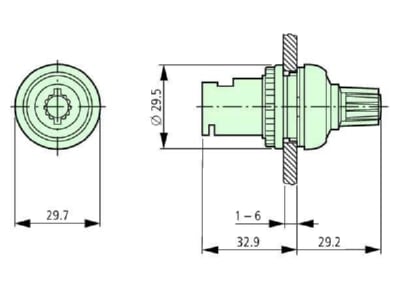 Dimensional drawing Eaton M22S R4K7 Potentiometer for control device 4700Ohm