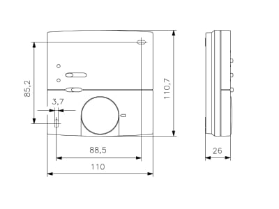 Dimensional drawing Alre it KTBSB 113 500 Room thermostat 5   30 C