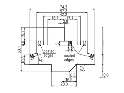 Dimensional drawing 1 WAGO 859 501 Cross connector for terminal block
