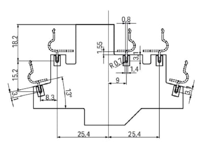 Dimensional drawing 2 WAGO 859 501 Cross connector for terminal block