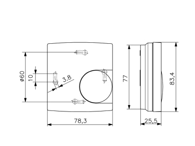 Dimensional drawing Alre it HTRRB 011 010 Room thermostat 10   60 C