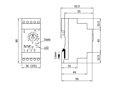 Dimensional drawing Alre it ITR 79 503 Room thermostat