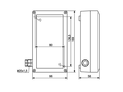 Dimensional drawing Alre it PTR 40 000 Room thermostat   Humidity controller switch  thermal feedback 